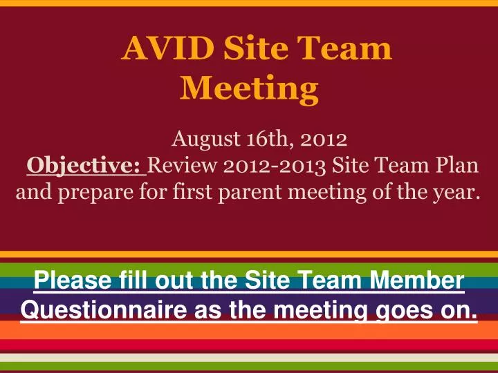 avid site team meeting