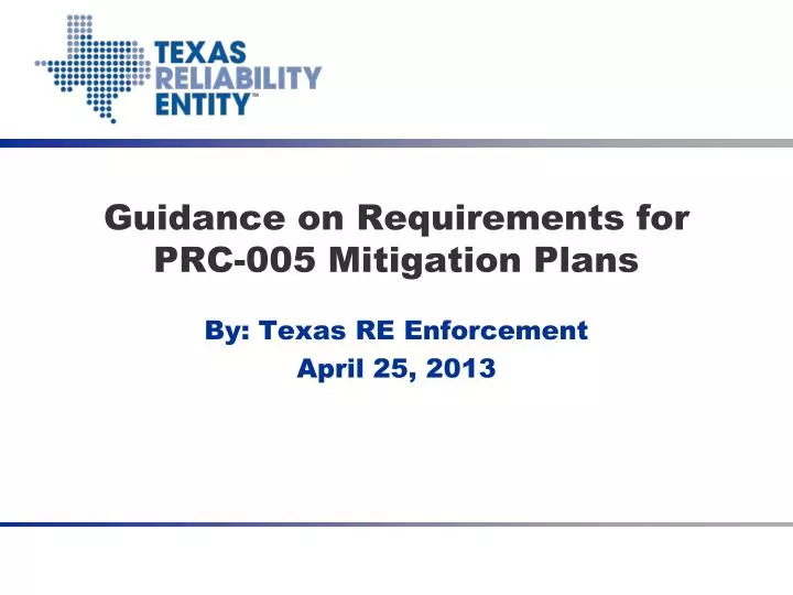 guidance on requirements for prc 005 mitigation plans