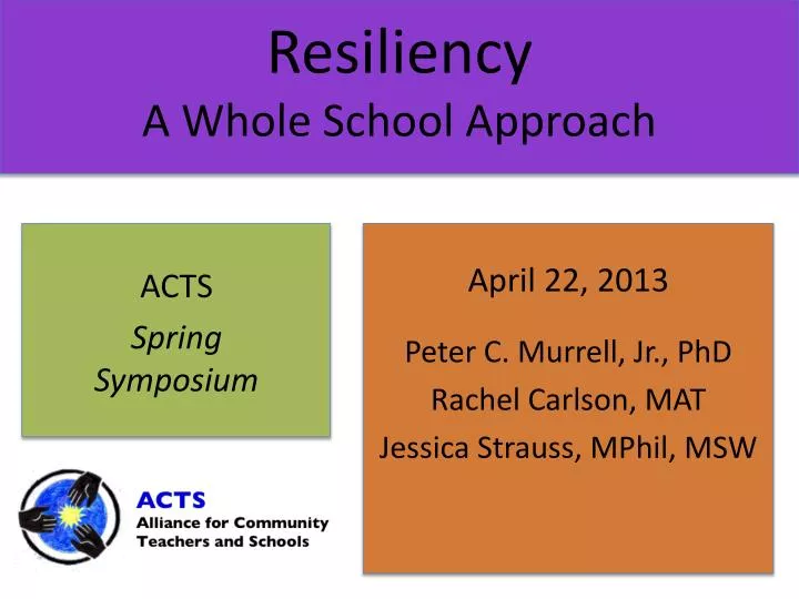 resiliency a whole school approach