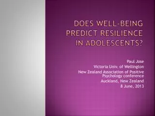 Does well-being predict resilience in adolescents?