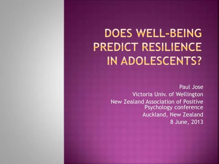 does well being predict resilience in adolescents