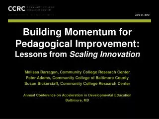 Building Momentum for Pedagogical Improvement: Lessons from Scaling Innovation