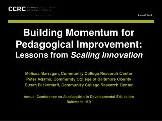 building momentum for pedagogical improvement lessons from scaling innovation