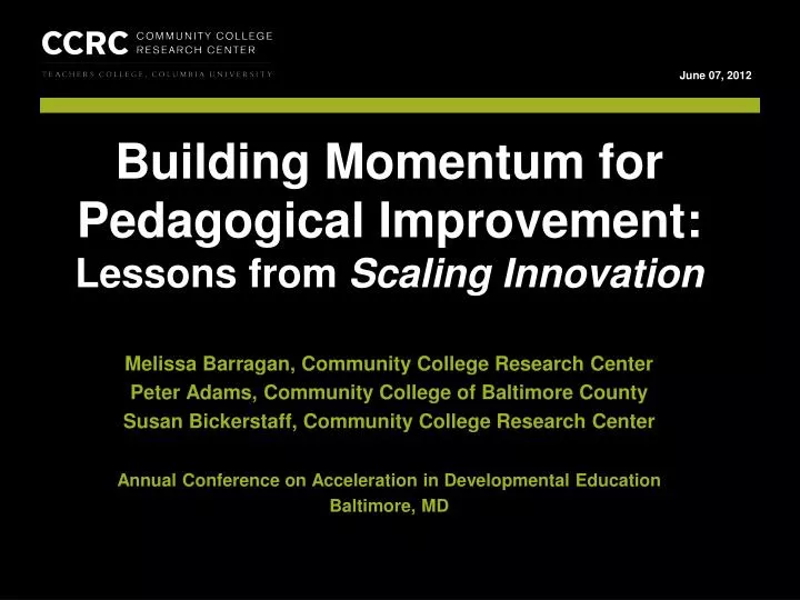 building momentum for pedagogical improvement lessons from scaling innovation