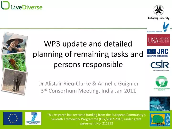 wp3 update and detailed planning of remaining tasks and persons responsible