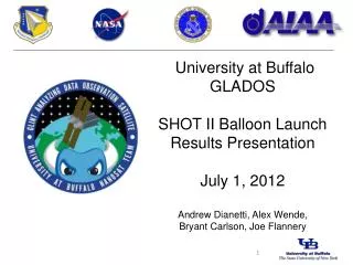 University at Buffalo GLADOS SHOT II Balloon Launch Results Presentation July 1, 2012