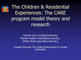 The Children &amp; Residential Experiences: The CARE program model theory and research