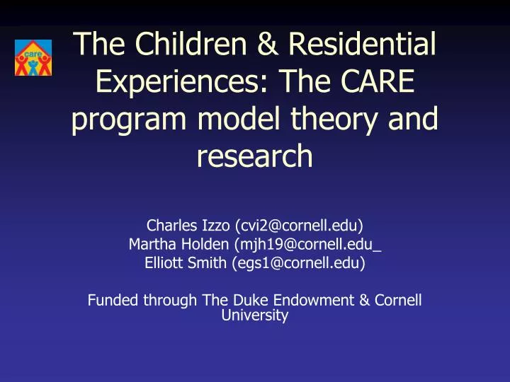 the children residential experiences the care program model theory and research