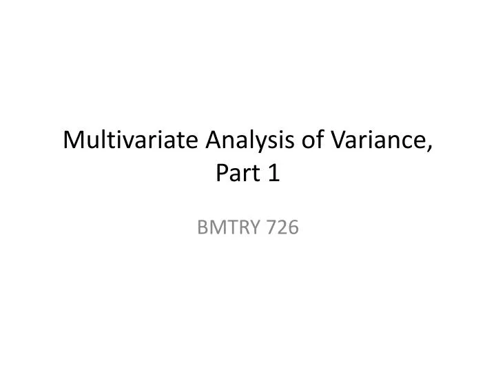 multivariate analysis of variance part 1