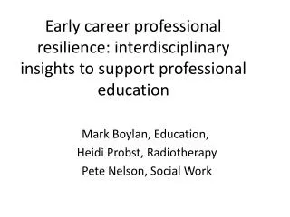 Early career professional resilience: interdisciplinary insights to support professional education