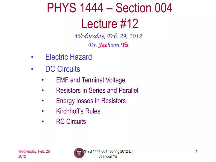 phys 1444 section 004 lecture 12