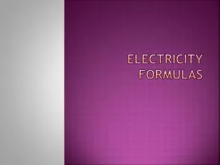 Electricity Formulas
