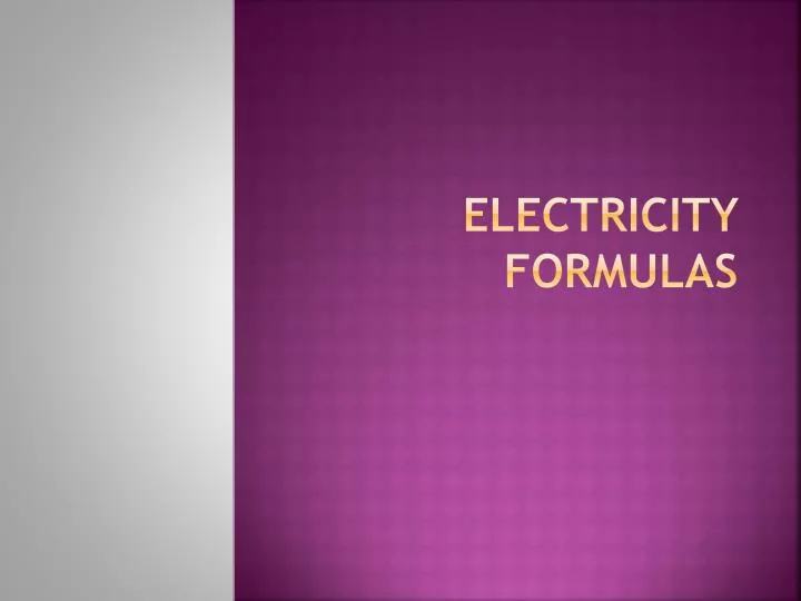 electricity formulas