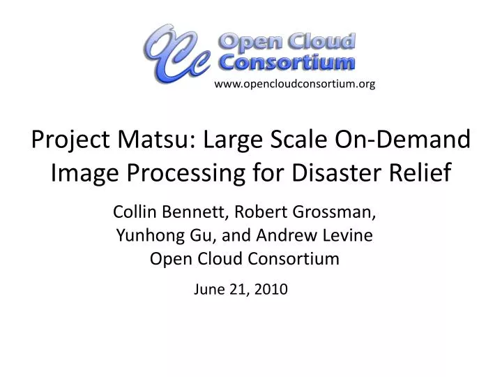 project matsu large scale on demand image processing for disaster relief