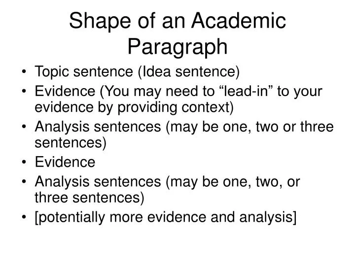 shape of an academic paragraph