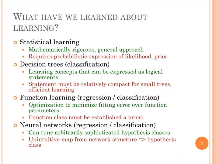 what have we learned about learning