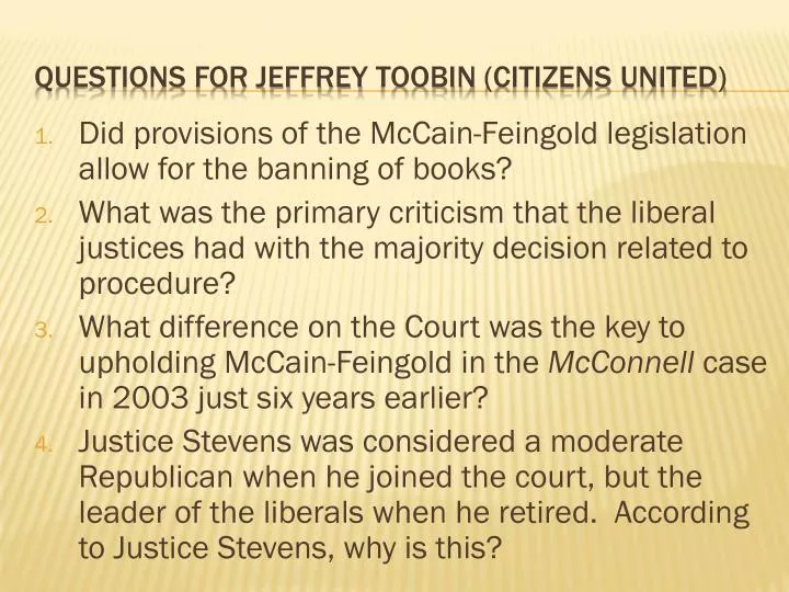 questions for jeffrey toobin citizens united