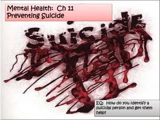 Mental Health: Ch 11 Preventing Suicide