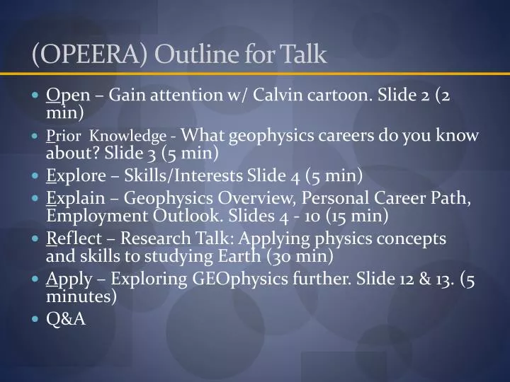 opeera outline for talk