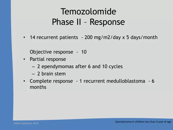 temozolomide phase ii response