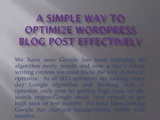 A simple way to optimize WordPress blog post effectively