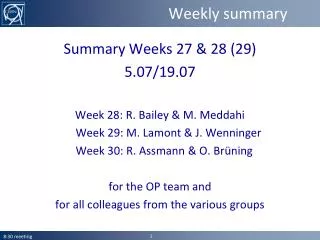 Weekly summary