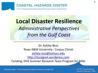 Local Disaster Resilience Administrative Perspectives from the Gulf Coast