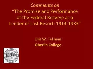 Ellis W. Tallman Oberlin College