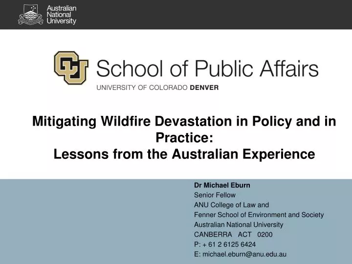 mitigating wildfire devastation in policy and in practice lessons from the australian experience