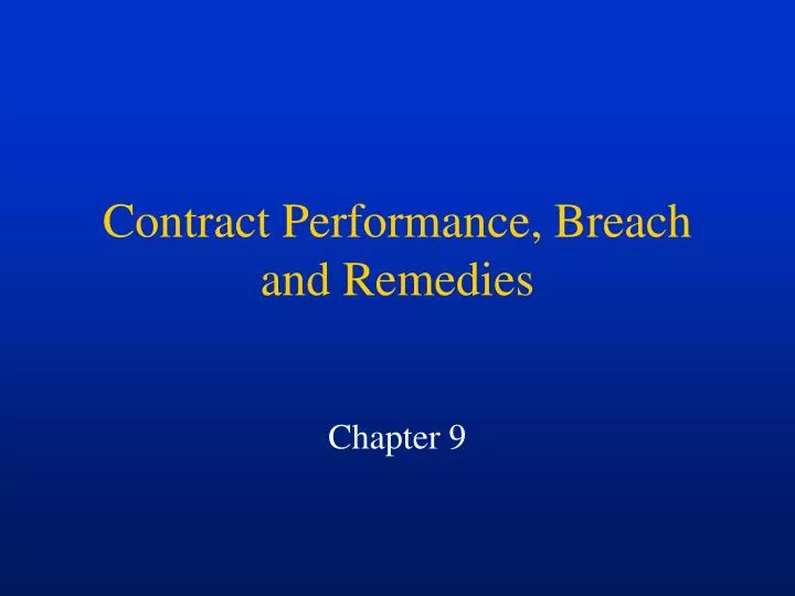 contract performance breach and remedies