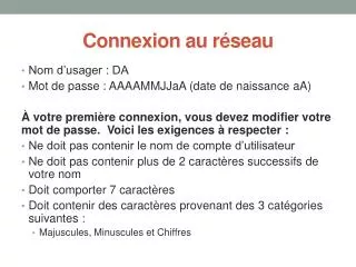 connexion au r seau