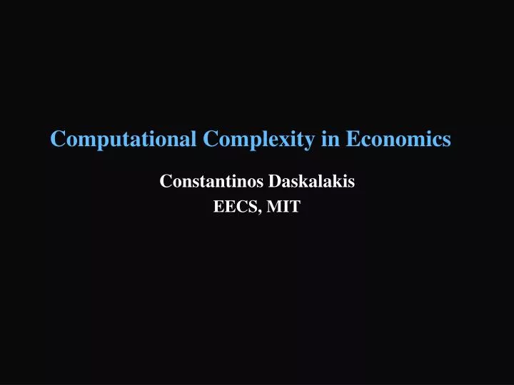 computational complexity in economics