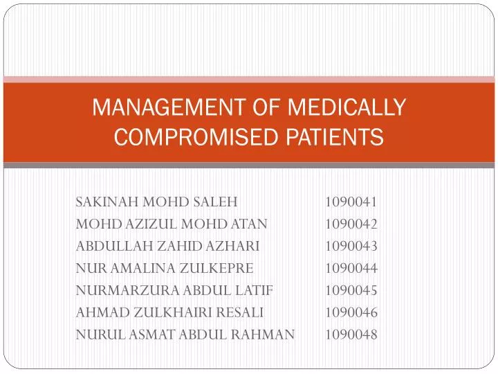 management of medically compromised patients