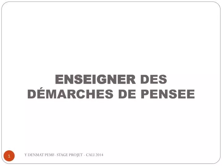 enseigner des d marches de pensee