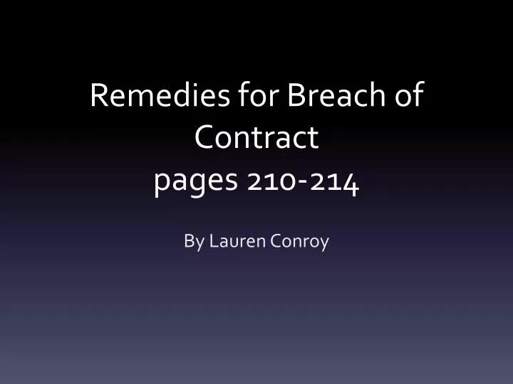 remedies for breach of contract pages 210 214