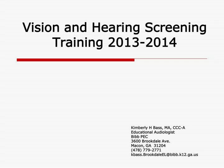 vision and hearing screening training 2013 2014