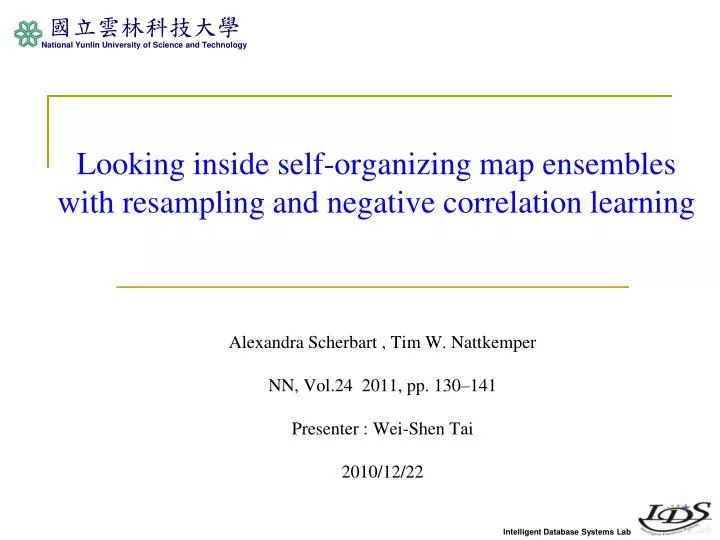 looking inside self organizing map ensembles with resampling and negative correlation learning