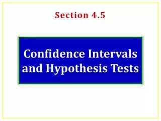 Confidence Intervals and Hypothesis Tests