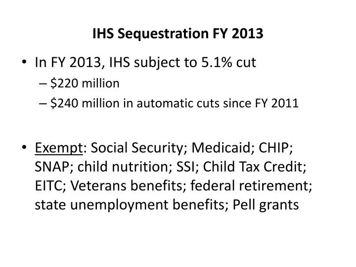 ihs sequestration fy 2013