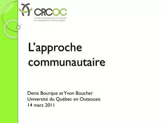l approche communautaire