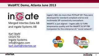 WebRTC Demo, Atlanta June 2013