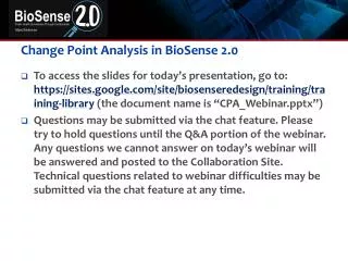 Change Point Analysis in BioSense 2.0