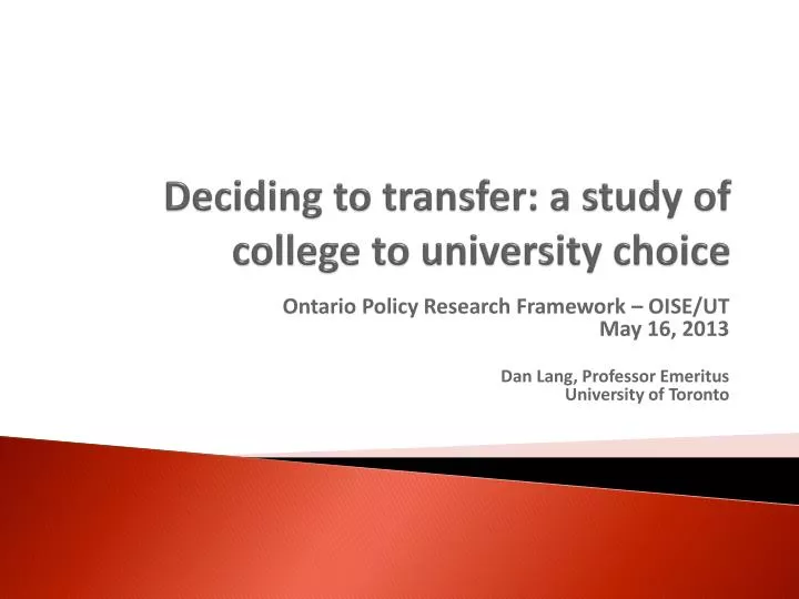 deciding to transfer a study of college to university choice