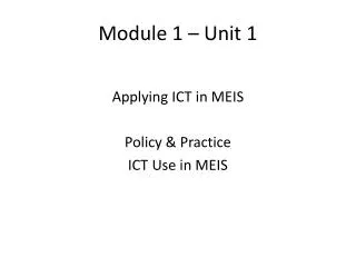 Module 1 – Unit 1