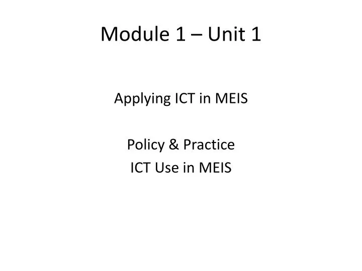 module 1 unit 1