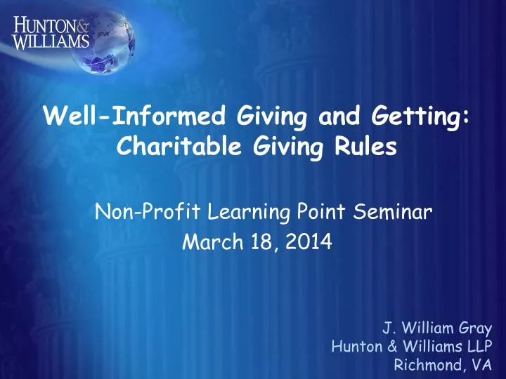 well informed giving and getting charitable giving rules