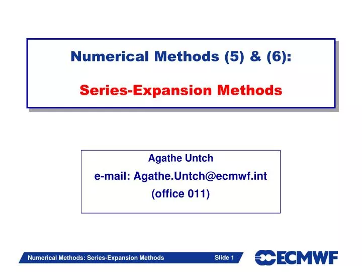 numerical methods 5 6 series expansion methods