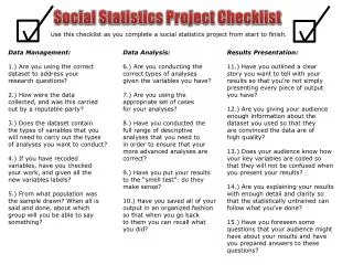 Social Statistics Project Checklist