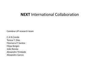 NEXT International Collaboration