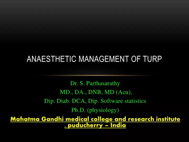 anaesthetic management of turp